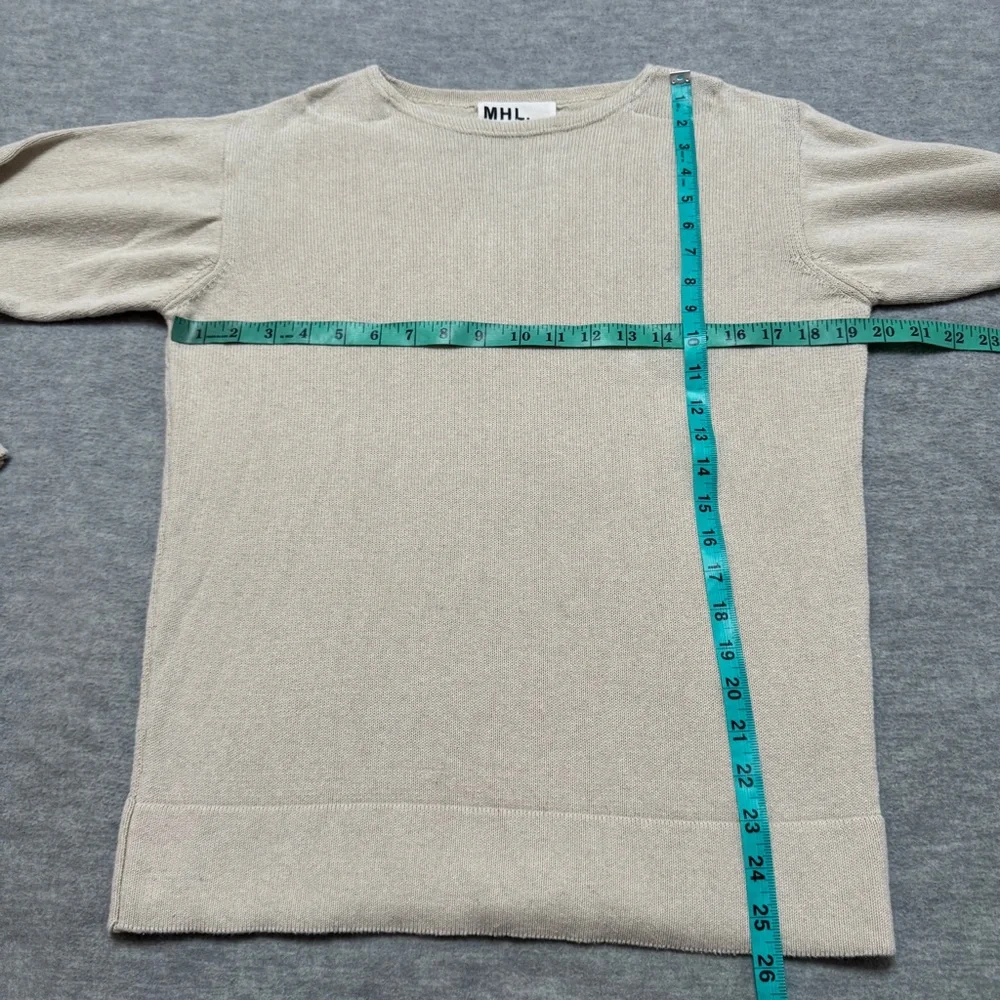 Margaret Howell MHL sz M Womens Sweater Crew Knit Cotton Linen in Natural - Picture 8 of 8
